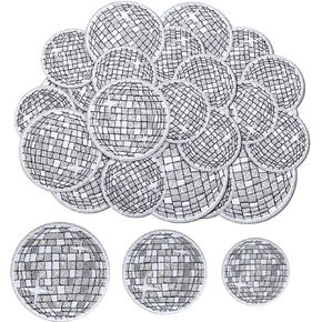 12 Pcs Disco Ball Iron on Patch Embroidered Applique Western Patches Iron on Music Party Bling Ball Embellishments for DIY Clothing Backpacks T Shirt Jeans Skirt Hat Bag(Cute Style)