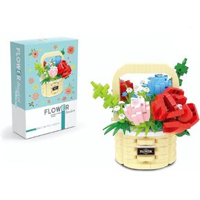 Mini Building Blocks Flower Set, DIY Micro 3D Building Toy Bricks Christmas (Beige 843pcs)