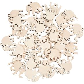 GORGECRAFT 36Pcs Unfinished Wooden Elephant Craft Natural Blank Wood Elephant Shaped Slices Cutouts for Birthday DIY Painting Tags Wedding Home Decorations
