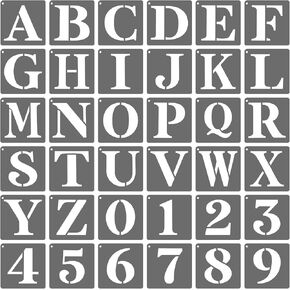 PATIKIL 3 Inch Numbers Craft Stencils, 36 Pcs Letter Stencils Alphabet Reusable Plastic Kit for Painting on Wall, Wood, Fabric