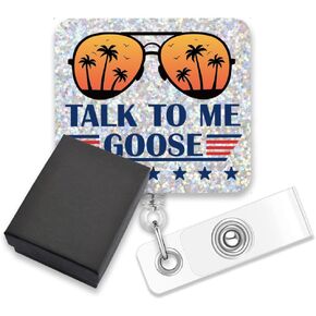 AGMDESIGN Talk to Me Goose Cute Badge Reels, Funny Sunglasses Retractable Nurse ID Badge Holder for Nurses Doctors Medical Assistants Patriots Pilots Independence Day Mavericks Movie Lovers Gifts