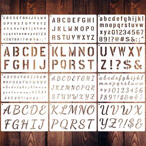 12 Pieces Magical Letter Stencils for Painting, Alphabet Drawing Templates Reusable Plastic Letter Stencils and Numbers Craft Stencils for Journal Scrapbook Art Projects
