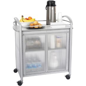 Safco Impromptu Refreshment Cart 8966GR, Gray, 200 lbs. Capacity, Double Doors, Swivel Wheels, 36.5" x 34" x 21.3"