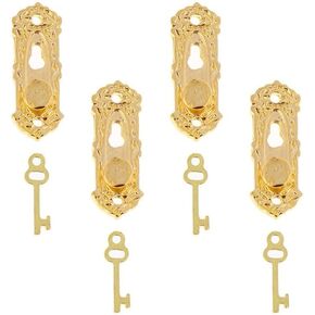 Gold 1/12 Miniature Door Knob Lock and Key Dollhouse Decoration Accessories，Dollhouse Accessories，Dollhouse Décor
