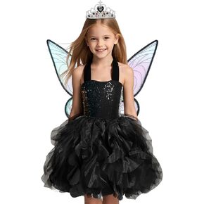 Soyoekbt Fairy Costume for Girls Princess Tutu Dress with Butterfly Wings for Girls Birthday Party Dress Up