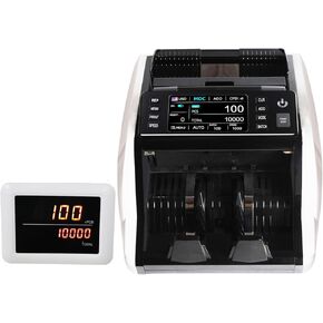 Bank Grade Money Counter Machine, Mixed Denomination, 3 Screens, Value Counting, Serial Number, 2CIS/UV/IR/MG/MT Counterfeit Detection USD/EUR/CAD/MXN Multi-Currency Printer Enabled Bill Counter