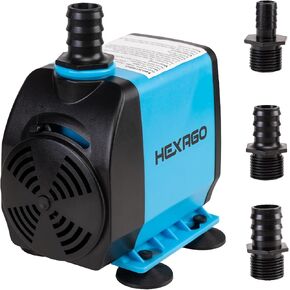 800GPH Submersible Pump, Ultra Quiet Water Fountain Pump with 10ft. High Lift, 6ft. Power Cord, 3 Nozzles for Fish Tank, Pond, Aquarium, Statuary, Hydroponics.