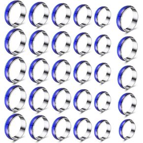 Yinkin 30 Pcs Mood Rings Bulk for Kids Size 6-10 Vintage Mixed Color Changing Emotion Rings Sensitive Mood Jewelry for Girls Boys Women Men Christmas Gifts Birthday Party Favors Costume Props