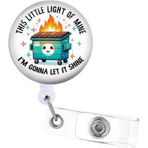 Funny Dumpster Fire Retractable ID Badge Reel Holder with Swivel Alligator Clip for Nurse Teacher Student Office Worker Accessories in Kuwait