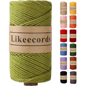 Cotton Macrame Cord 3mm x 100m, 3 Strand Twisted, Macrame Rope, Macrame String Cotton Yarn, Macrame Yarn Craft Cord for DIY Crafts Knitting Plant Hangers Christmas Wedding Décor (Beige)