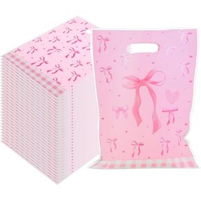CANIPHA 50Pcs Pink Bow Gift Bag Supplies Favors, Candy Bags, Bow goodie Dags, Pink Bow Party Favors Light Color Goodie Bags for Birthday Party Suitable for Themed Events