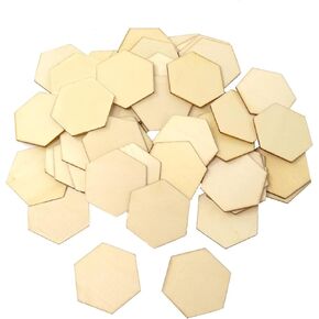 Honbay 50PCS 40mm/1.57Inch Hexagon Blank Unfinished Wood Slices for DIY Crafts, Home Decoration, Games, Early Childhood Education, etc