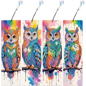 4 PCS Diamond Art Bookmarks for Adults Diamond Painting Bookmarks Diamond Painting Bookmark Kits Diamond Art Book Marks Diamond Painting Book Marks Diamond Art Bookmark Kits Owl