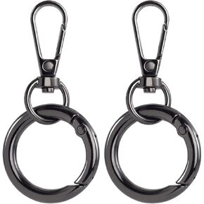 OIIKI 2 Sets Swivel Clasp Clip, Metal Swivel Snap Hooks, Double Opening Key Chain Clip with Key Ring for DIY Crafts, Jewelry Clasps, Lanyard Making -Light Gold