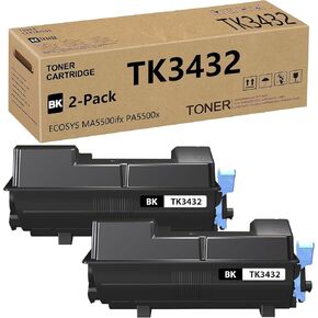 TK-3432 TK3432 Toner Cartridge Compatible for Kyocera TK-3432 TK3432K for ECOSYS MA5500ifx PA5500x Black 2 Pack 40,000 Pages