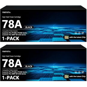(with Chip) 78A Black Toner Cartridges, Pack of 2, CE278D Replacement for HP 78A Works with Laser Pro P1606dn, P1606, P1566, P1560; M1536dnf, M1537dnf, M1538dnf, M1530 MFP Printer (High Yield, 2-Pack)