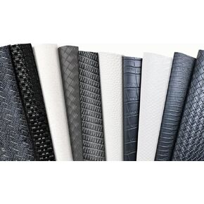 10Pcs/Set Black White Series Woven Texture Embossed Faux Leather Sheets, 7.78 x12.6" Braided Embossed Textured and Lattice Striped Fabrics, for Making Earrings, Handbag, Hair Bows and DIY Crafts