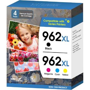 962XL Ink Cartridges Combo Pack Compatible for HP 962XL Ink Cartridges Combo Pack 962XL Work with HP OfficeJet 9015e; OfficeJet Pro 9010, 9018, 9020, 9025, 9025e Printers (BK C Y M) 4Pack
