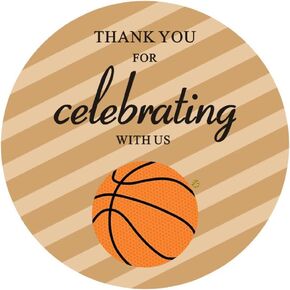2" Round 50 Pack of Basketball Label Stickers Basketball Party Sticker Labels for Birthday Party Baby Shower Party Favor Decoration
