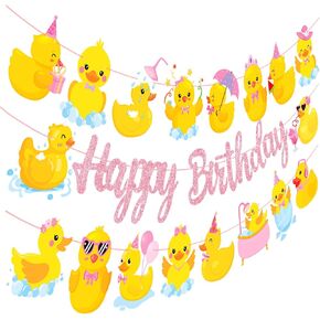 لافتات حفلة عيد ميلاد البطة 3pcs ديكورات عيد ميلاد Rubber Duck Gray
