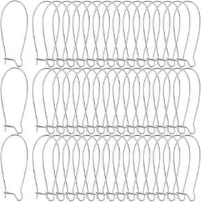 1 Box 120Pcs Kidney Wire Earring Hooks Silver Earring Wires Stainless Steel U Shaped Ear Wires Teardrop Dangle Drop Long Earring Findings for Jewelry Making Supplies DIY Craft Women Beginner