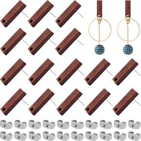 Wood Earrings Studs for Jewelry Making,80Pcs Wooden Earring Posts Wood Earrings Findings Earring Pin Stud Bulk with Ear Backs Wooden Stud Earrings Posts for Jewelry Findings Earring Making Supplies