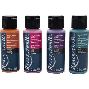 Realeather Leather Acrylic Paints, Metallics, 2 oz., 4 Piece