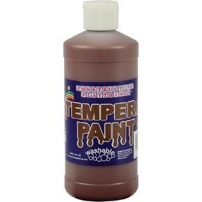 Constructive Playthings Washable Tempera Paint for Kids, Classroom Painting Supplies, 1 Pint, Brown