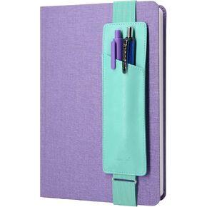 Adjustable Elastic Band Pen Holder, Pencil Holder, Pen Sleeve Pouch for Hardcover Journals, Notebooks, Planners, Binders, Fit Notebooks from 8" to 11" in Height, PU Leather, Detachable, Black