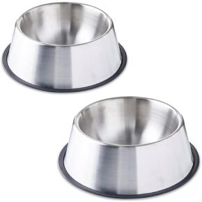 السلع الجبلية الصخرية Big Dog Bowl (2 عبوة) - 96 أوقية سعة الفولاذ المقاوم للصدأ مضاد للتزلج وعاء الكلب - الأكل الصحي - سهلة التنظيف - حلقة مطاطية قابلة للإزالة لا طرف غير انزلاقي - غسالة الصحون آمنة