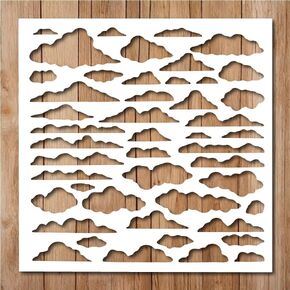 Cloud Stencil | Nature Cloud Stencils for Painting on Wood, Glass, Wall, Rock, Walls, Glassware, Canvas (6x6)