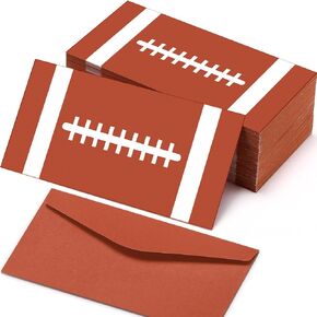 300 Pcs Football Envelopes Football Thank You Cards Envelopes Blank Inside for Birthday Party Supplies Decorations, 6.3 x 3.2 Inch