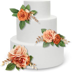 Cake Toppers Flowers Cake Decorations, Vintage Artificial Rose Flower Wedding Cake Toppers for Birthday Baby Shower Wedding Valentine's Day Celebration Boho Party Supplies