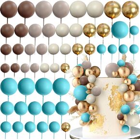 60pcs Rose Gold Black Balls Cake Topper Balloons Cupcake Topper DIY Cake Insert Topper Cake Balls Baking Decoration for Wedding Anniversary Birthday
