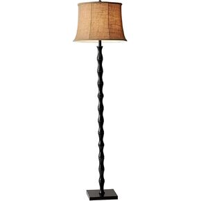Adesso 1523-01 Stratton Floor Lamp, 62 in., 2 x 150 W Incandescent/CFL, Black/Brown, 1 Black Lamp