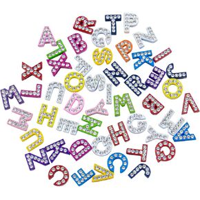 AUEAR, 52 Pack A-Z 8mm Full Colors Rhinestone Letter Slide Charms Crystal Alphabet Letter Charm Alloy Letter Charm for Bracelets Necklace Wristbands DIY Jewelry Making (Mix Color B)