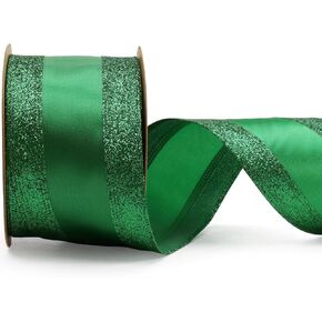 LaRibbons Glitter Wired Ribbon 2.5 Inch Wide 10 Yard Champagne Gold Metallic Mesh Satin Ribbon for Christmas Tree Garland, Wreath Bow, Craft,Gift Wrapping, Home Decor in Kuwait