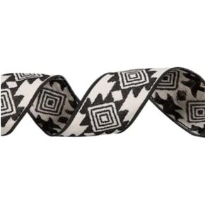 Black and White Aztec Wired Edge Ribbon - 2 1/2" Inches Craft DIY Projects 15'