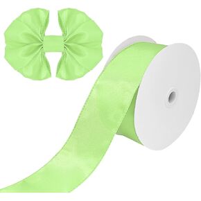 Forest Green Satin Wired Ribbon 2-1/2 Inch X 25 Yards Wired Satin Ribbon Wedding Decorations Ribbon for Valentine's Day Gift Wrapping Wreaths Spring Decoration Crafts Home Decor