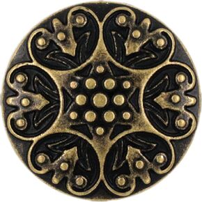 Bezelry 12 Pieces Carved Floret Metal Shank Buttons. 20mm (3/4 inch) (Antique Brass)