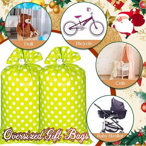Sabary 2 Pcs 70 x 40 Inch Christmas Extra Large Gift Bag for Giant Gifts Jumbo Bike Gift Bags Plastic Big Gift Wrap Bag for Baby Shower Gifts Wrapping Supplies in Kuwait
