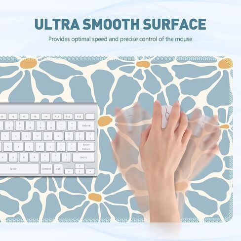 Desk Mat, XXL Large Gaming Mouse Pad, Keyboard Mouse Mat Big Desk Pad, Non-Slip Rubber Base Mousepad for Work, Game, Office, Home -Blue Flower in Saudi Arabia