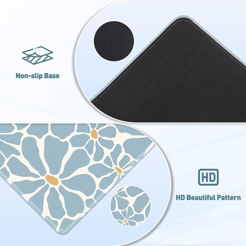 Desk Mat, XXL Large Gaming Mouse Pad, Keyboard Mouse Mat Big Desk Pad, Non-Slip Rubber Base Mousepad for Work, Game, Office, Home -Blue Flower in Saudi Arabia