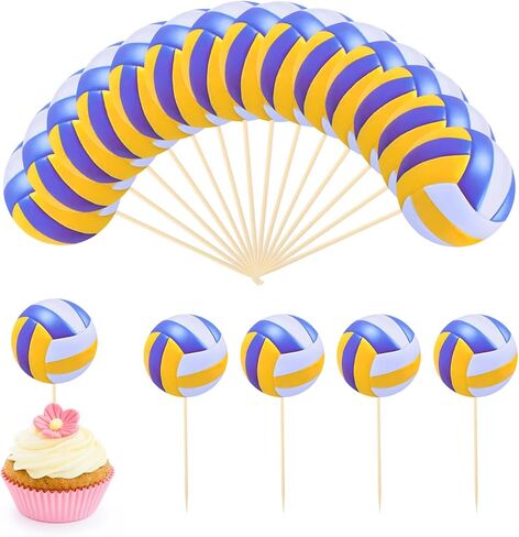 48 ٪ للكرة الطائرة كب كيك القبعات العليا ، كعكة الكرة الطائرة توببر ، ديكورات كب كيك في الكرة الطائرة لحفلة عيد ميلاد استحمام الطفل ، لوازم الديكور العليا للكعك in Kuwait