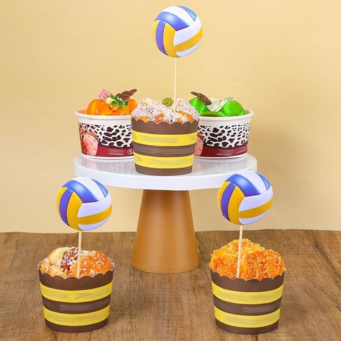 48 ٪ للكرة الطائرة كب كيك القبعات العليا ، كعكة الكرة الطائرة توببر ، ديكورات كب كيك في الكرة الطائرة لحفلة عيد ميلاد استحمام الطفل ، لوازم الديكور العليا للكعك in Kuwait