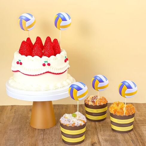 48 ٪ للكرة الطائرة كب كيك القبعات العليا ، كعكة الكرة الطائرة توببر ، ديكورات كب كيك في الكرة الطائرة لحفلة عيد ميلاد استحمام الطفل ، لوازم الديكور العليا للكعك in Kuwait