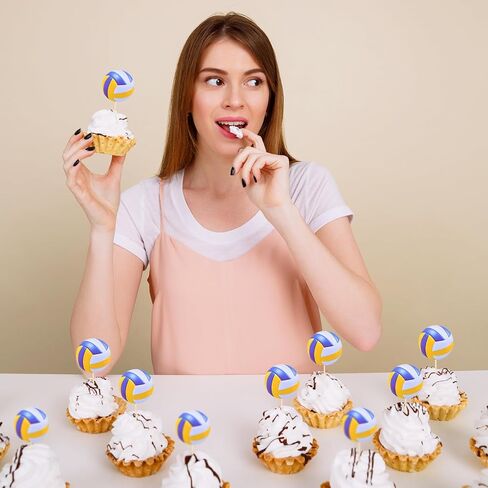 48 ٪ للكرة الطائرة كب كيك القبعات العليا ، كعكة الكرة الطائرة توببر ، ديكورات كب كيك في الكرة الطائرة لحفلة عيد ميلاد استحمام الطفل ، لوازم الديكور العليا للكعك in Kuwait