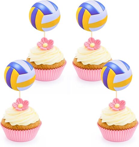 48 ٪ للكرة الطائرة كب كيك القبعات العليا ، كعكة الكرة الطائرة توببر ، ديكورات كب كيك في الكرة الطائرة لحفلة عيد ميلاد استحمام الطفل ، لوازم الديكور العليا للكعك in Kuwait