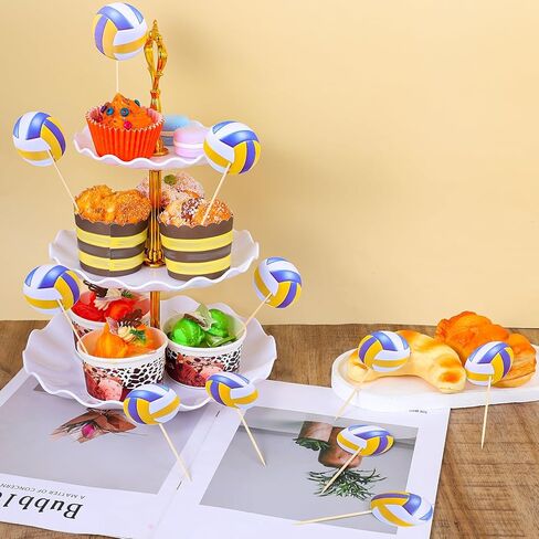 48 ٪ للكرة الطائرة كب كيك القبعات العليا ، كعكة الكرة الطائرة توببر ، ديكورات كب كيك في الكرة الطائرة لحفلة عيد ميلاد استحمام الطفل ، لوازم الديكور العليا للكعك in Kuwait