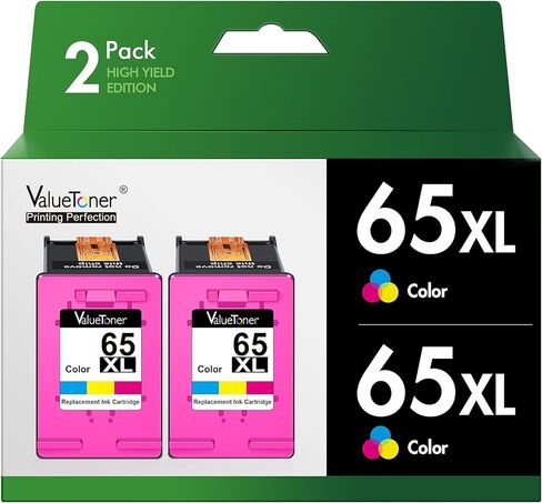 Valuetoner Remanufactured Ink Cartridges Replacement for HP 65XL 65 XL N9K04AN for Envy 5055 5052 5058 DeskJet 3755 2655 3720 3722 3723 3752 3758 2652 2624 Printer High Yield(Color, 2-Pack) in Saudi Arabia